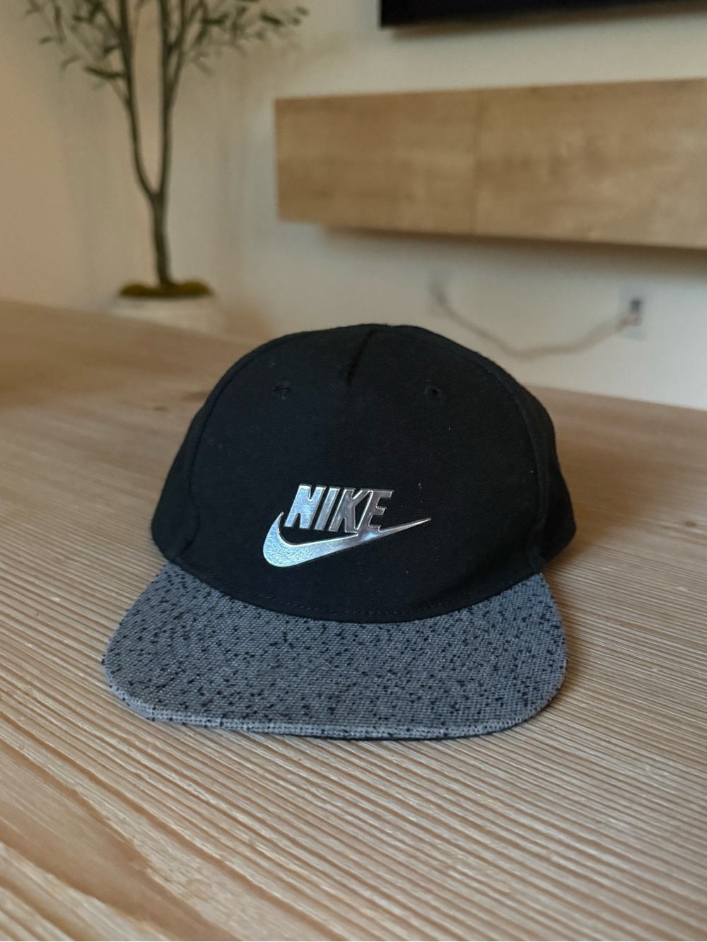 Nike Kids Black and Gray Logo Snapback Hat